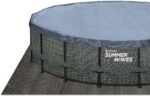 Summer Waves Frame Pool Komplettset | Rund 488x122 cm Rattanoptik Grau | Aufstellpool Set | Gartenpool & Schwimmbecken inkl. Filterpumpe, Einstiegsleiter, Abdeckplane, Bodenvlies & Reinigungsset