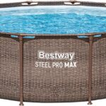 Bestway Steel Pro MAX Solo Pool ohne Zubehör 366 x 100 cm, Rattan-Optik (Schokobraun), rund