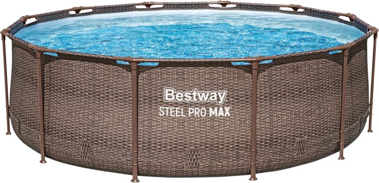 Bestway Steel Pro MAX Solo Pool ohne Zubehör 366 x 100 cm, Rattan-Optik (Schokobraun), rund