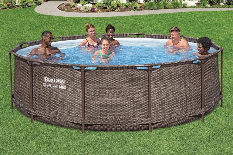 Bestway Steel Pro MAX Solo Pool ohne Zubehör 366 x 100 cm, Rattan-Optik (Schokobraun), rund